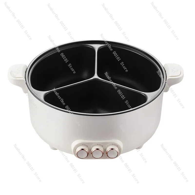 8L electric hot pot, triple-grid split design, multi-function cooking pot, large capacity, dormitory and household use,non-stick