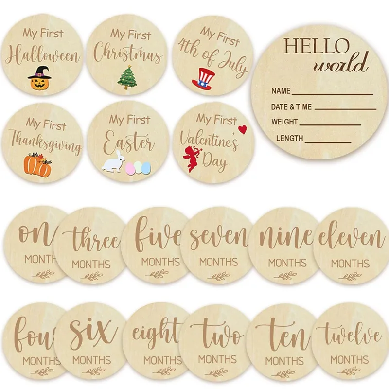 Double Sided Circle Baby Milestone Photo Prop for First Holiday Christmas Birthday Newborn Infant Photography Background Decor