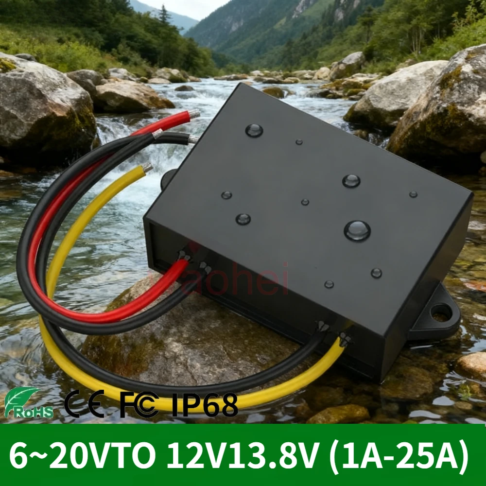 

6-20V to 12V13.8V1-25A Automatic Boosting and Lowering Module Voltage Stabilizer Vehicle mounted output maintains steady voltage