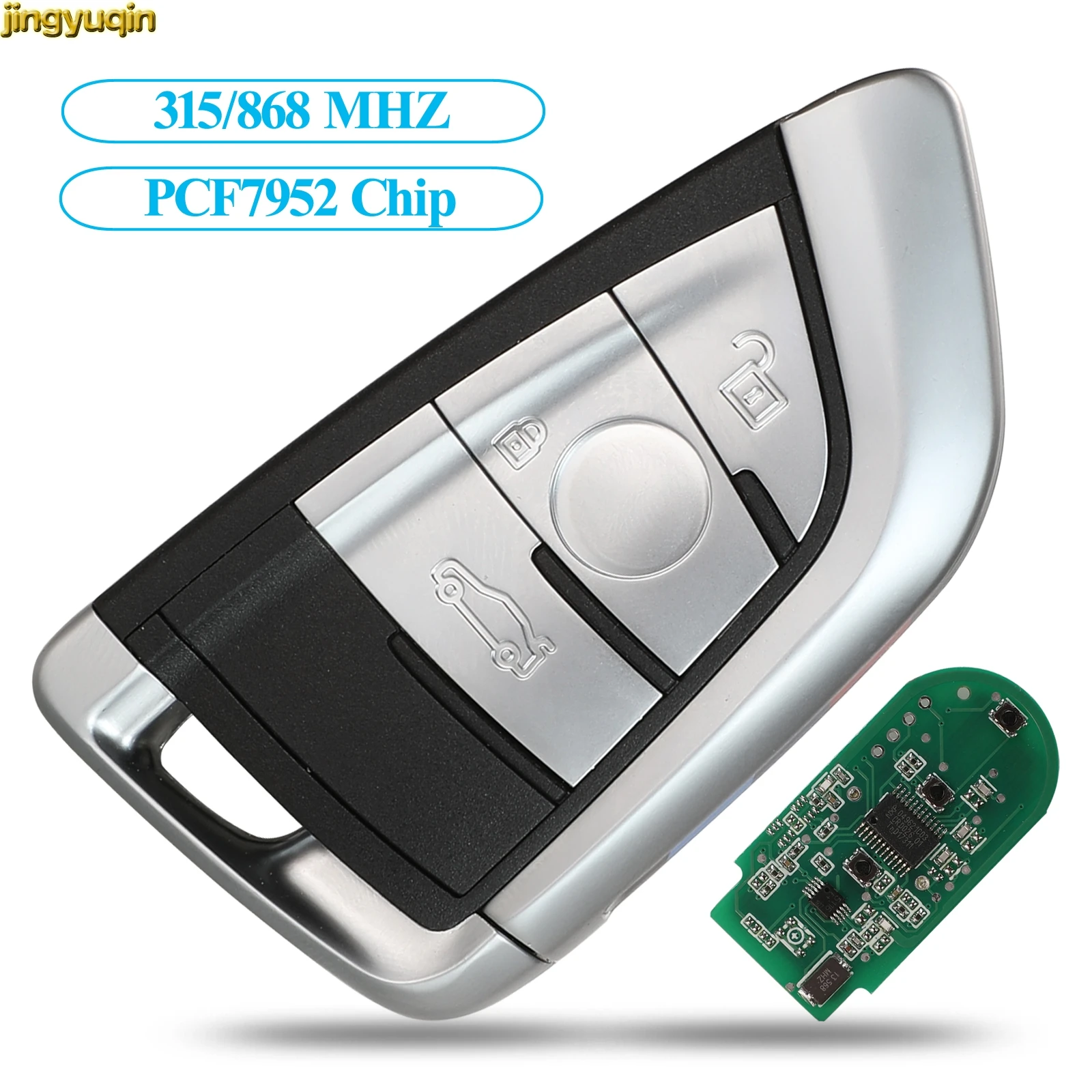 Jingyuqin Remote Smart Car Key Control 315MHz/868Mhz PCF7952 For BMW 3/5/6 Series X5 X6 3 Button CAS3 Upgrade Keyless-Go