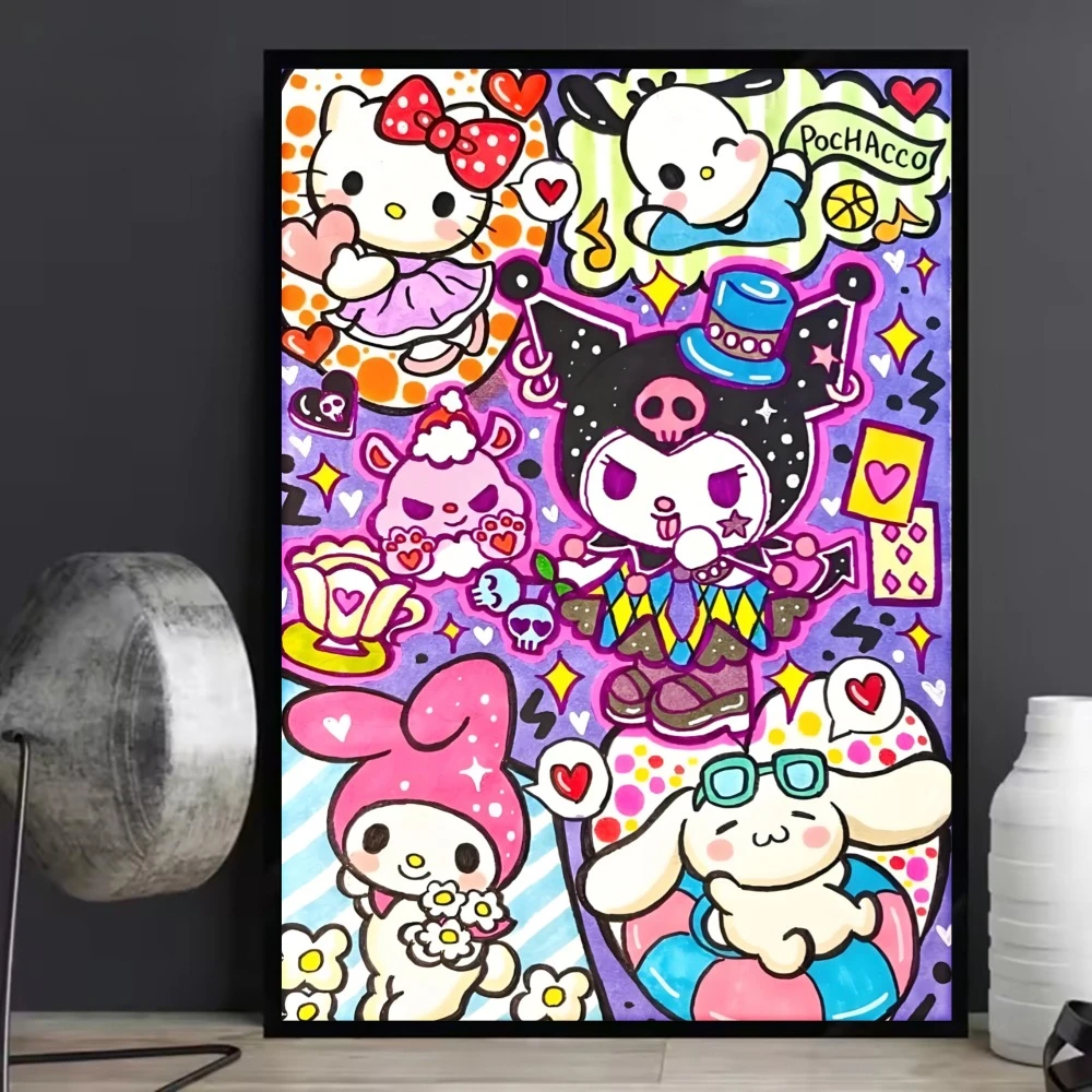 Ein lebendiges und bezauberndes Sanrio-Themen-Diamantbild von HelloKitty für DIY-Heimdekoration und handgemachte kreative Geschenke.