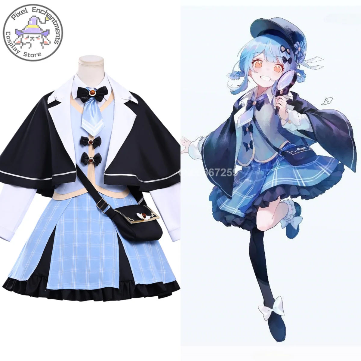 

New Magical Girl's Magic Trial Cosplay Costume Anime Shirley Tachibana Role Playing Cute Blue Uniform Hat Bagfor Women Comic Con