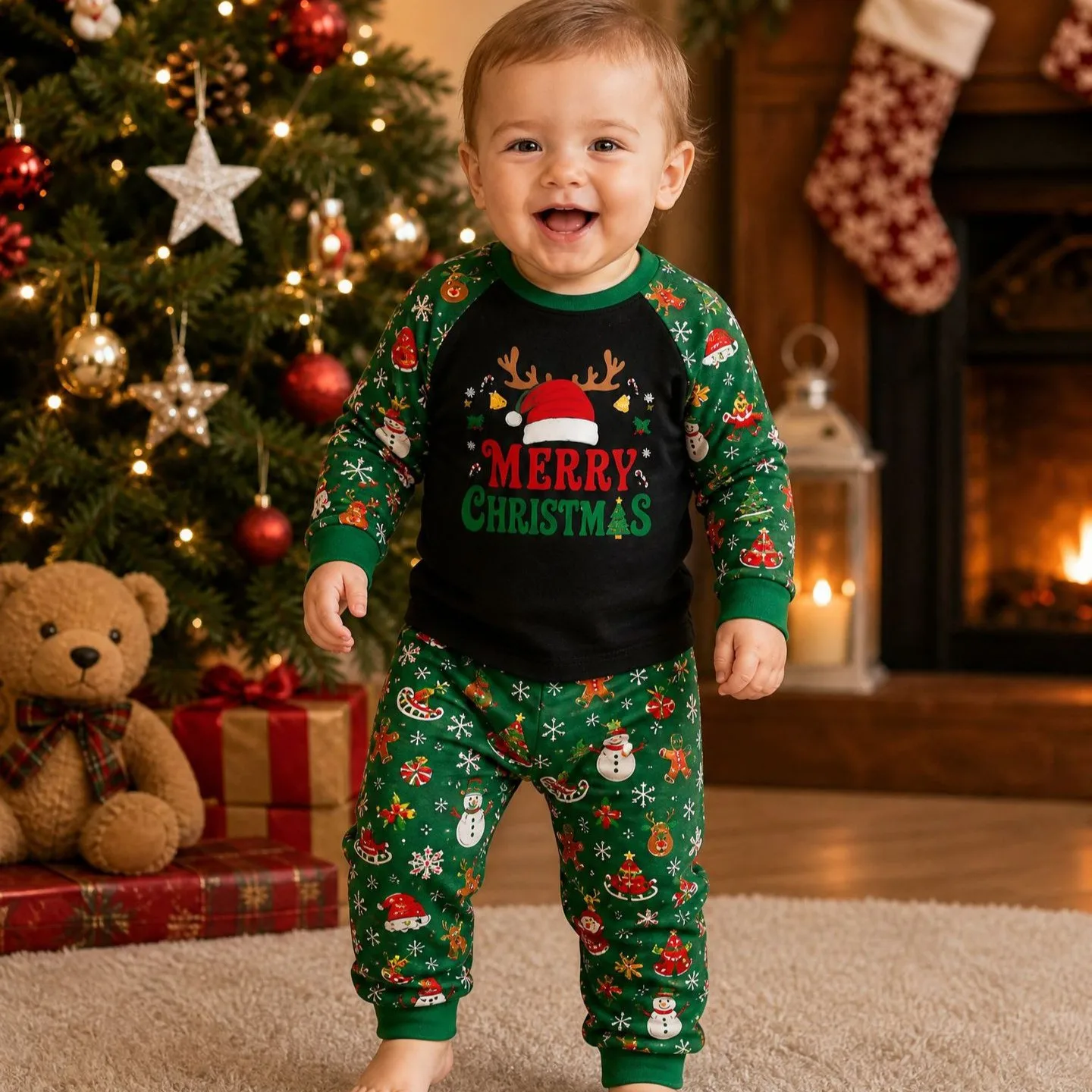 Long Pants Long Sleeve Set Casual Christmas Family Set with Themed Pajamas for Women and Men Autumn Winter Spring Summer