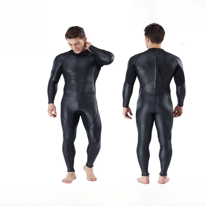 

New Trendy Men's Diving Suit CR Smooth Skin Deep Sea Dive Thermal Insulation Wetsuit One-Piece Swimwear ark Skin Design