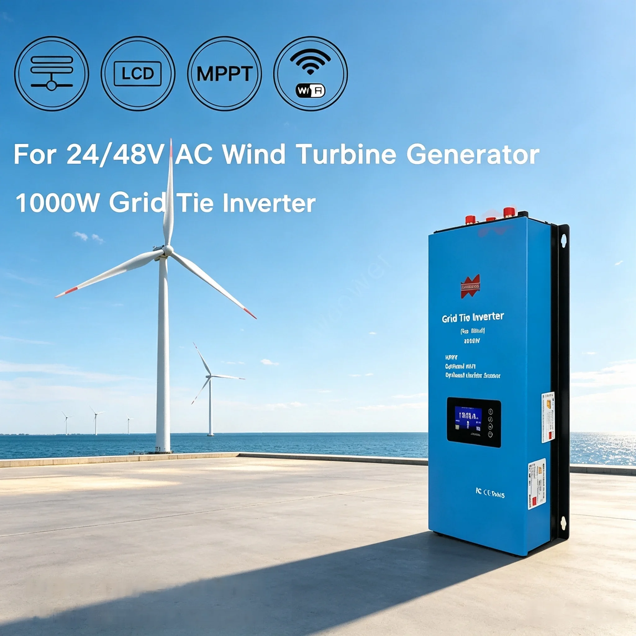 1000W 24V 48V Wind Power MPPT 3 Phrase Inverter With Internal Limiter Sensor 110V 220V AC Pure Sine Wave For Wind Generator