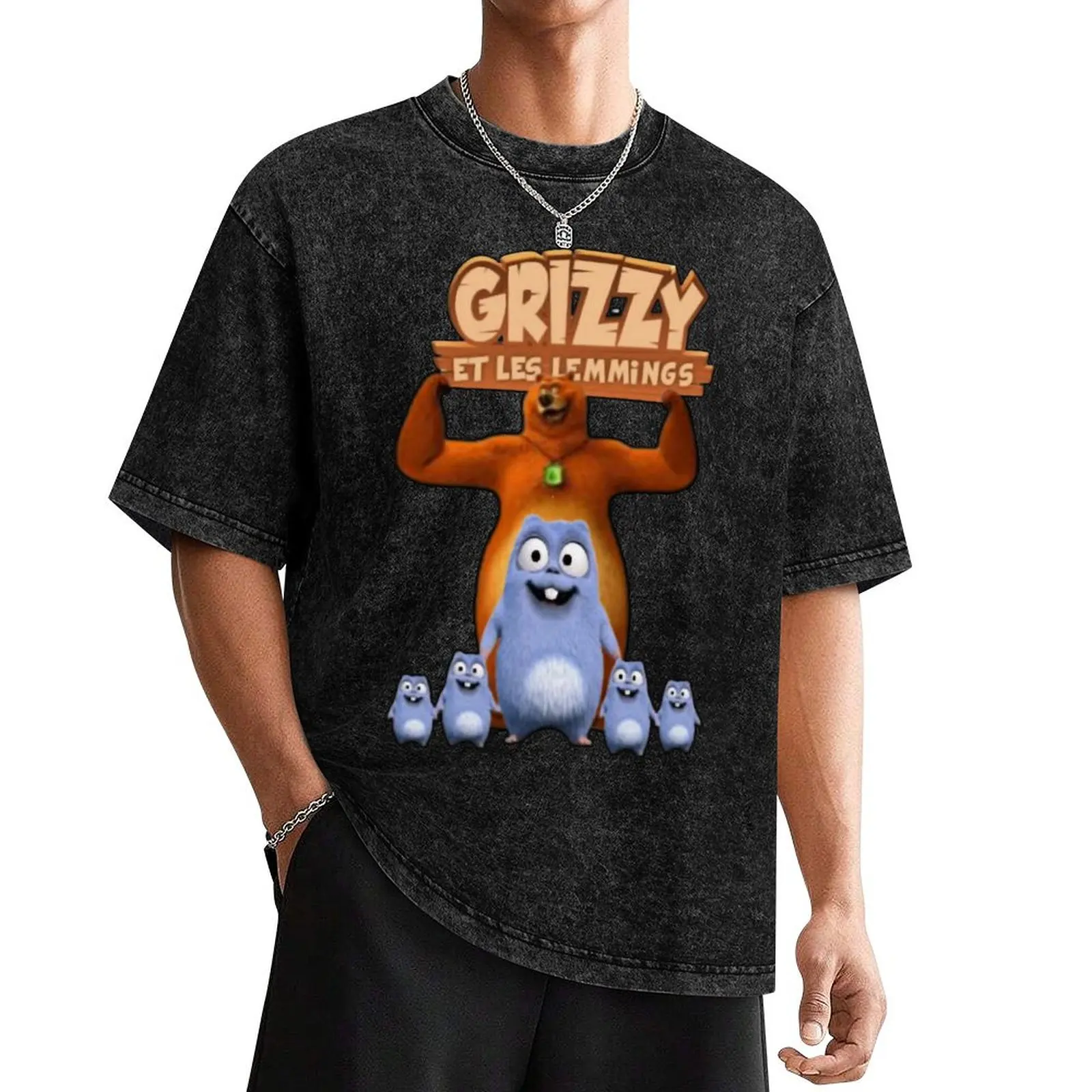 Grizzy and lemmings T-Shirt vintage graphic tee affliction shirts sweat croswit shirt man clothes for men