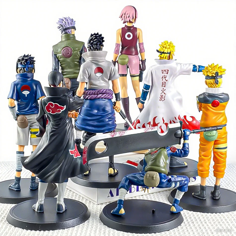Figurine de dessin animé Bandai Naruto, 20cm, Shippuden Uchiha Sasuke Hatake Kakashi Namikaze Minato, Collection de figurines d'action, modèles de jouets cadeaux