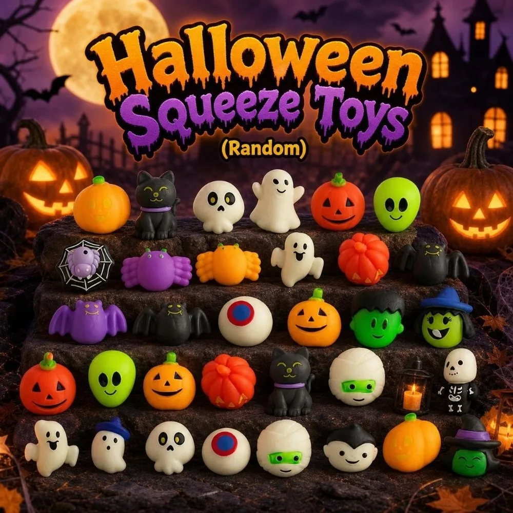 24/36Pcs/Set Surprise Halloween Squeeze Set Random Soft TPR Fidget Set Comfortable Anxiety Relief Realistic Pumpkin Pinch