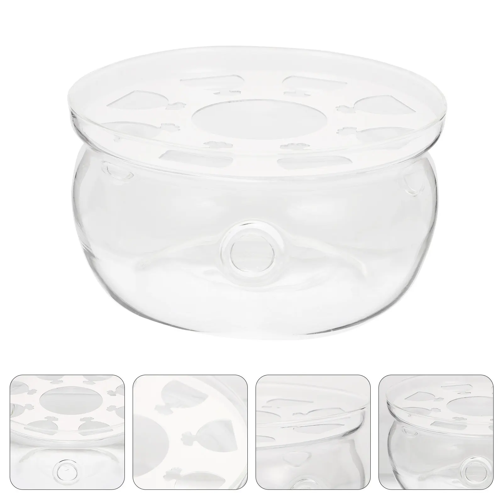 1Pcs Glass Teapot Warmer with Round Maesney Base Aluminum Cushion for 500-800Ml Pot Explosion Proof Antifreeze Tea Heater Glass