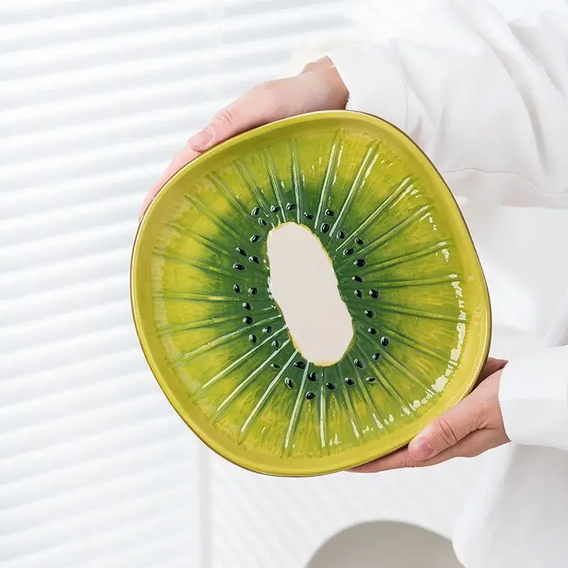 American kiwi ceramic kiwi fruit plate soup hand-painted underglaze color dinner plate ceramic fruit series