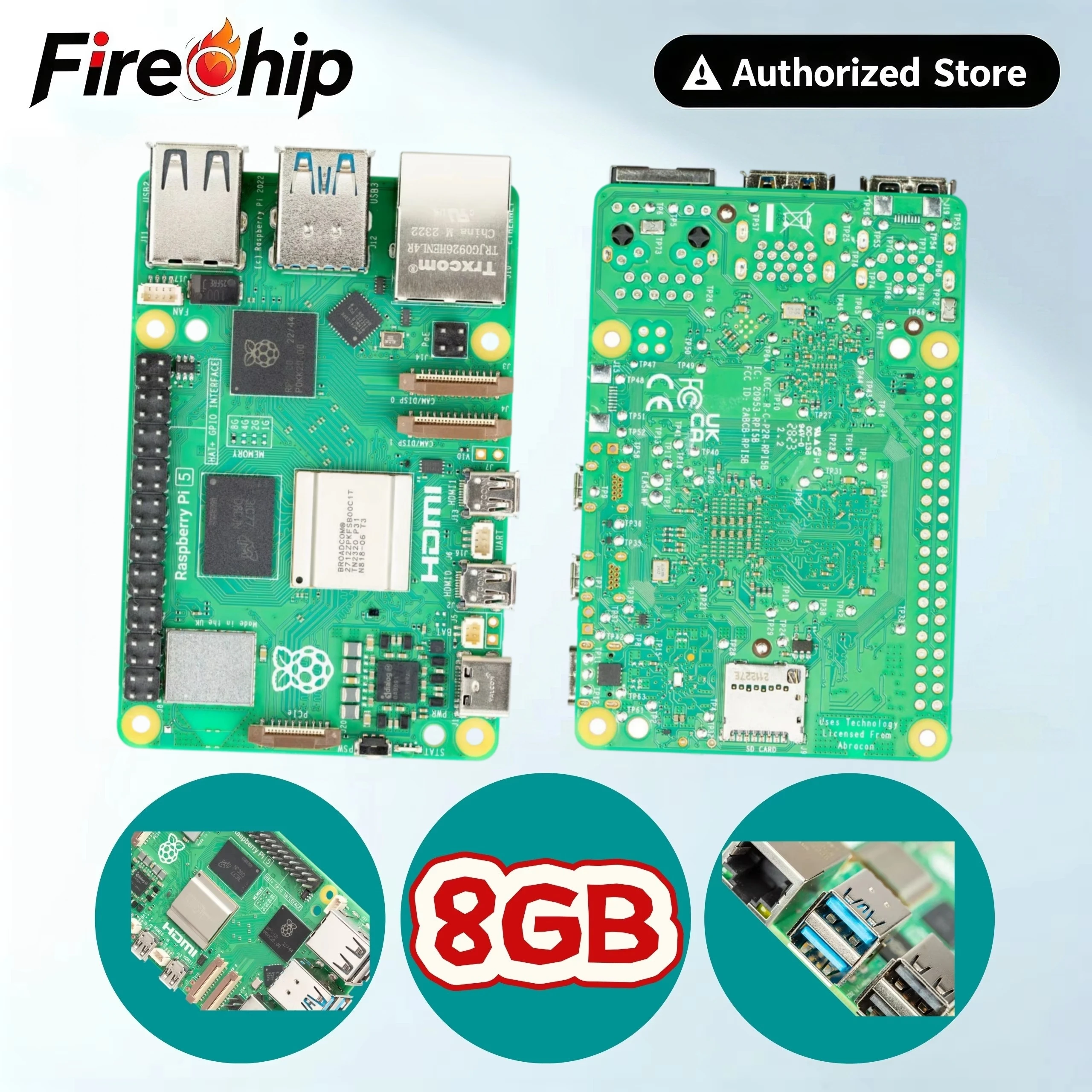Raspberry Pi 5 Cortex-A76 Linux 8GB Arm Board Python Programlama PCIe Gigabit Ethernet USB3.0