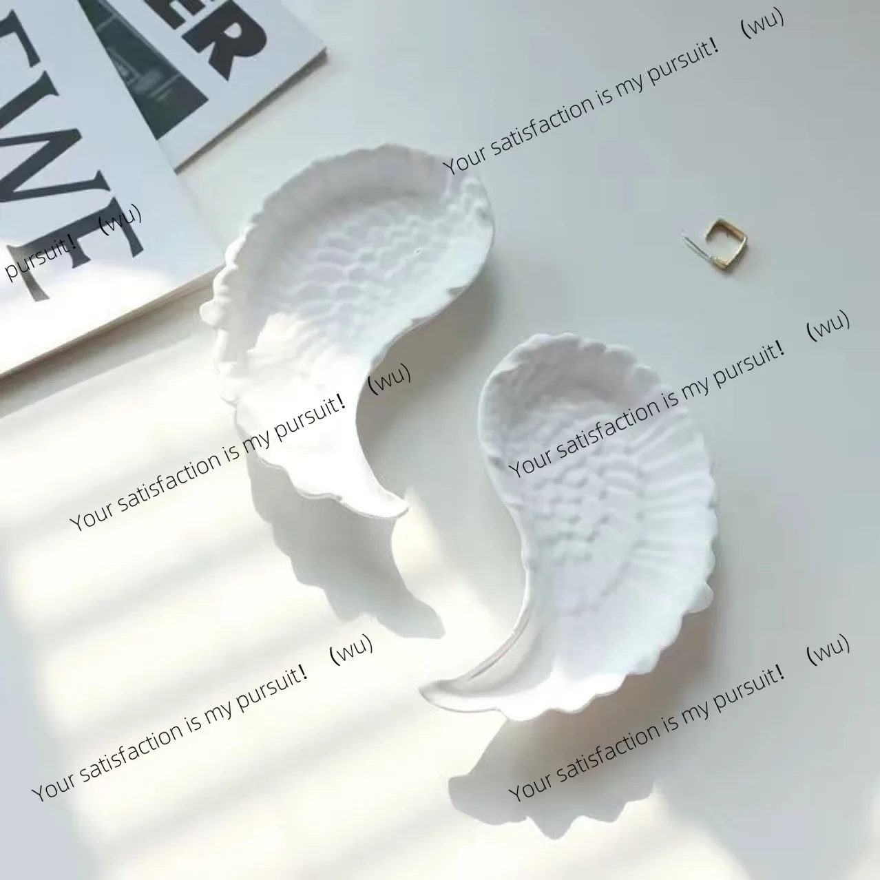 ins plaster feather wings jewelry tray necklace earrings storage tray jewelry display stand display shooting props