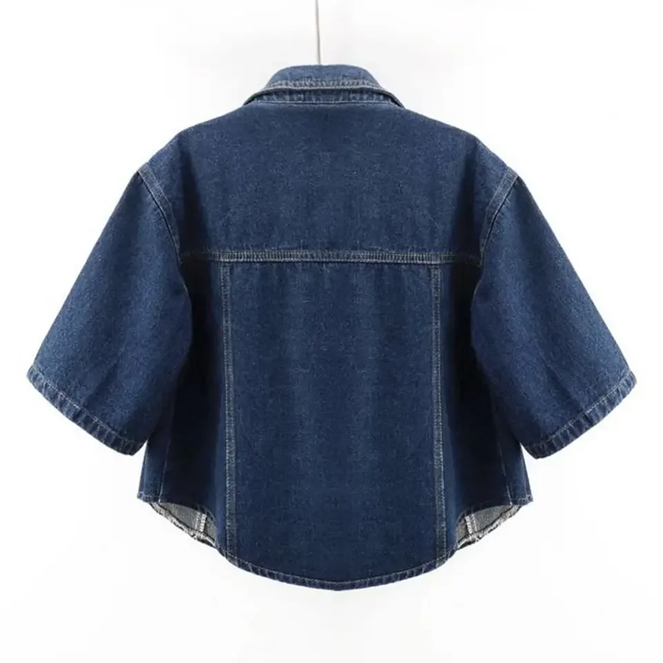 

Summer New Joker Casual Short-sleeved Denim 2025 Women Short Blouse Shawl Waistcoat Female Jaqueta Jeans Feminina