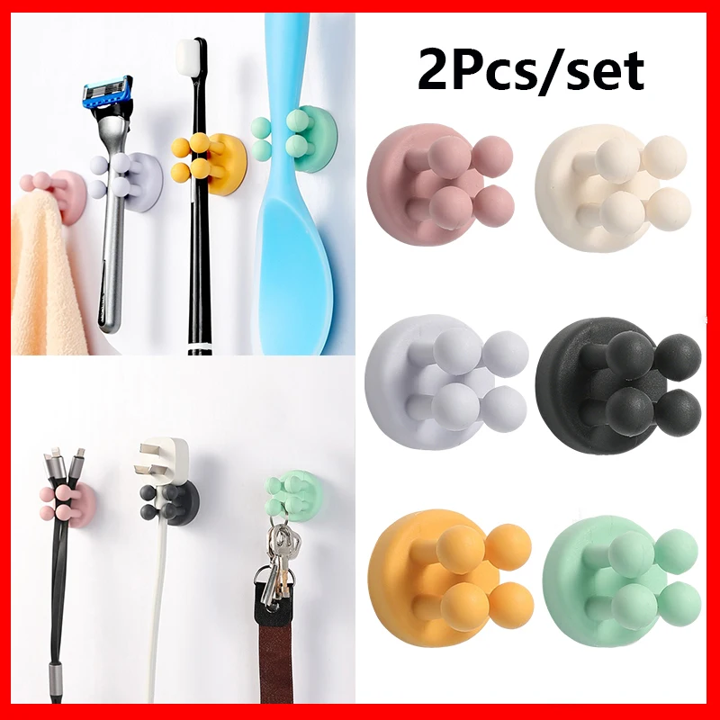 

2 шт. самоклеящиеся силиконовые держатели для зубных щеток, крючки для ванной комнаты, держатели для бритв, настенные крючки для хранения, органайзеры для бритв и лезвий
