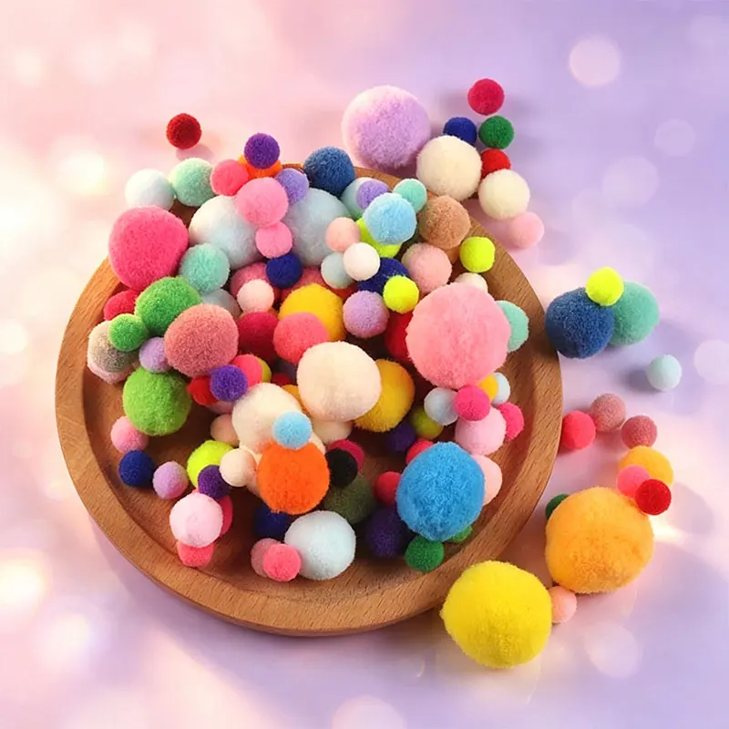 150 pcs 10-30mm Colorful Pom Pom Balls Multisize Soft Fluffy Pompoms for DIY Craft Handmade Decoration cp3389