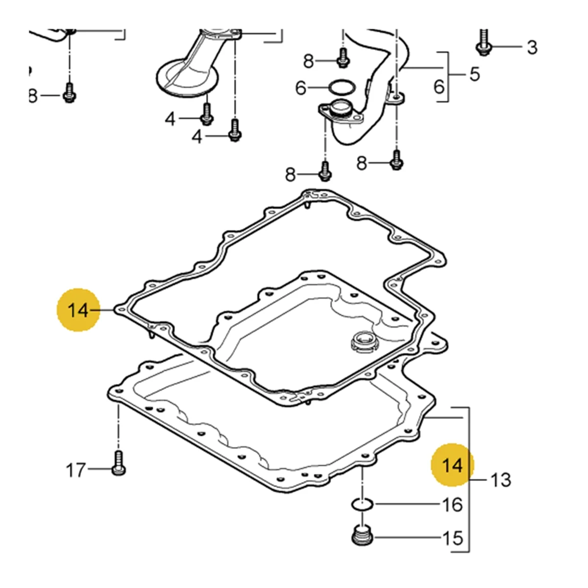 For Porsche Panamera 970 2011 Lower Oil Tube Seal Lower Oil Pan Gasket 94610727521