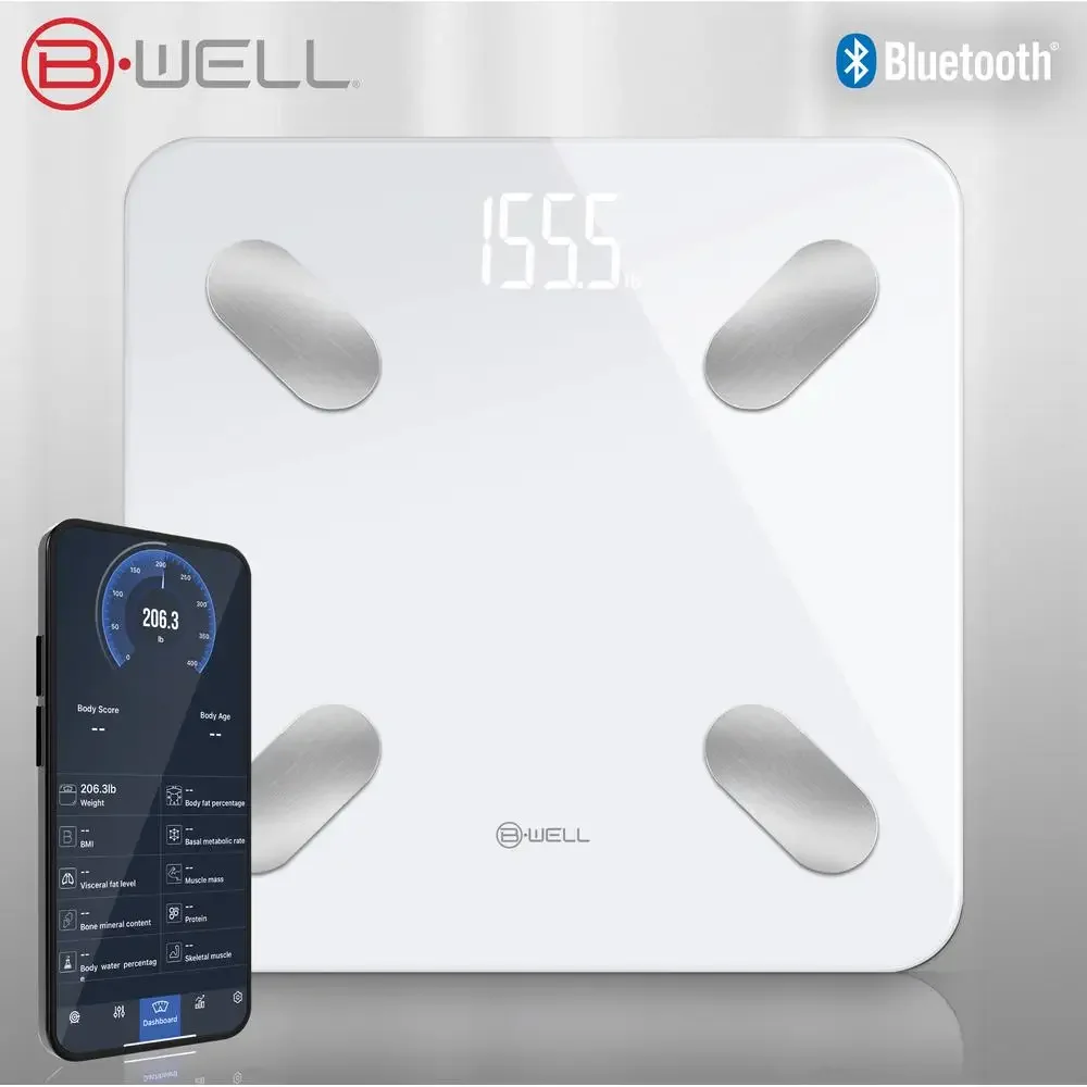 Bluetooth Body Composition Scale 12 Measurements App Support Digital LED Display