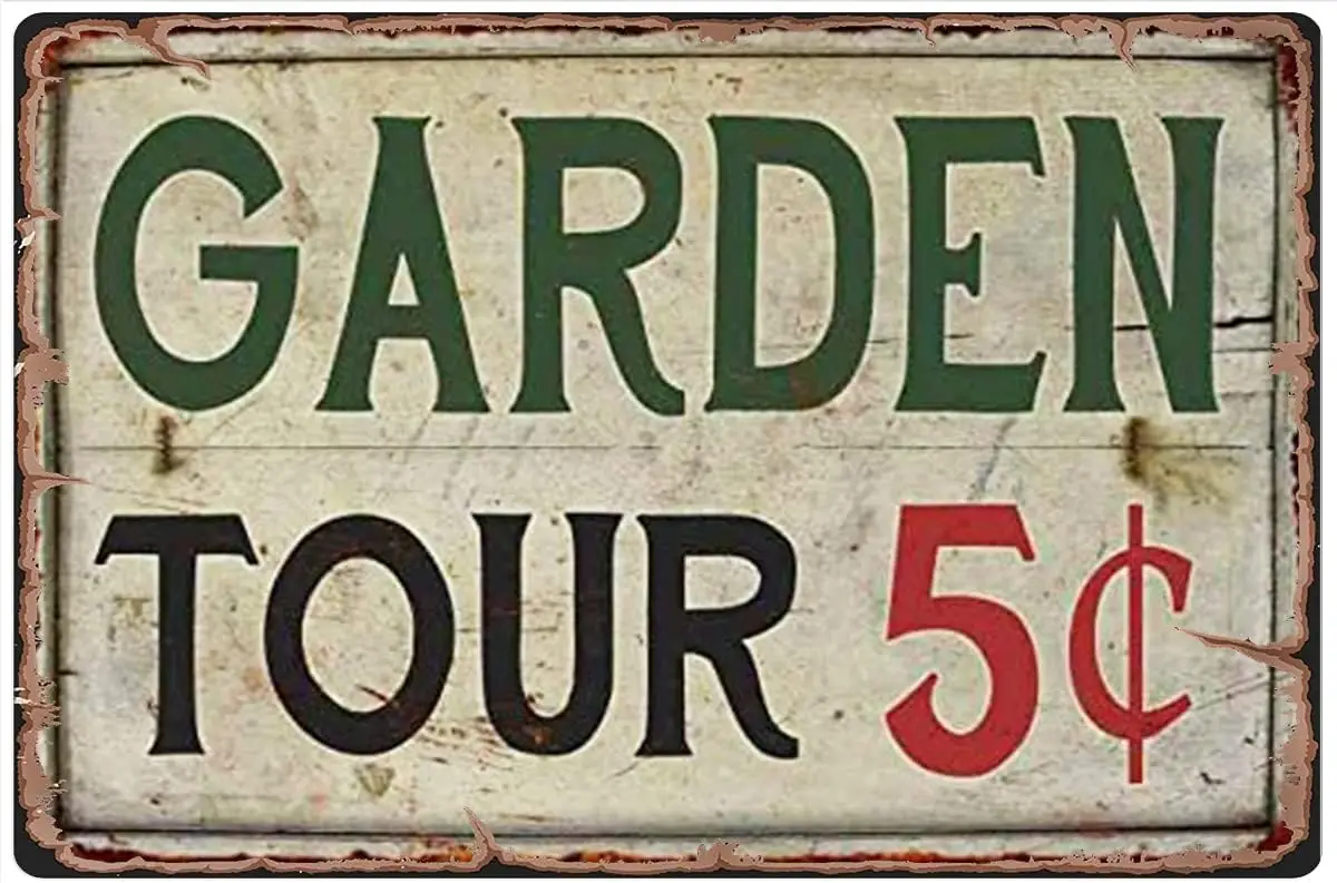 Y1,Vintage Metal Signs Garden Tours 5 Cents Tin College Apartment Decor Bar for Home Man Cave Sig