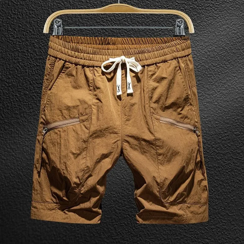 

Men's Quick Dry Cargo Shorts Elastic Waist Drawstring Casual Summer Half Pants