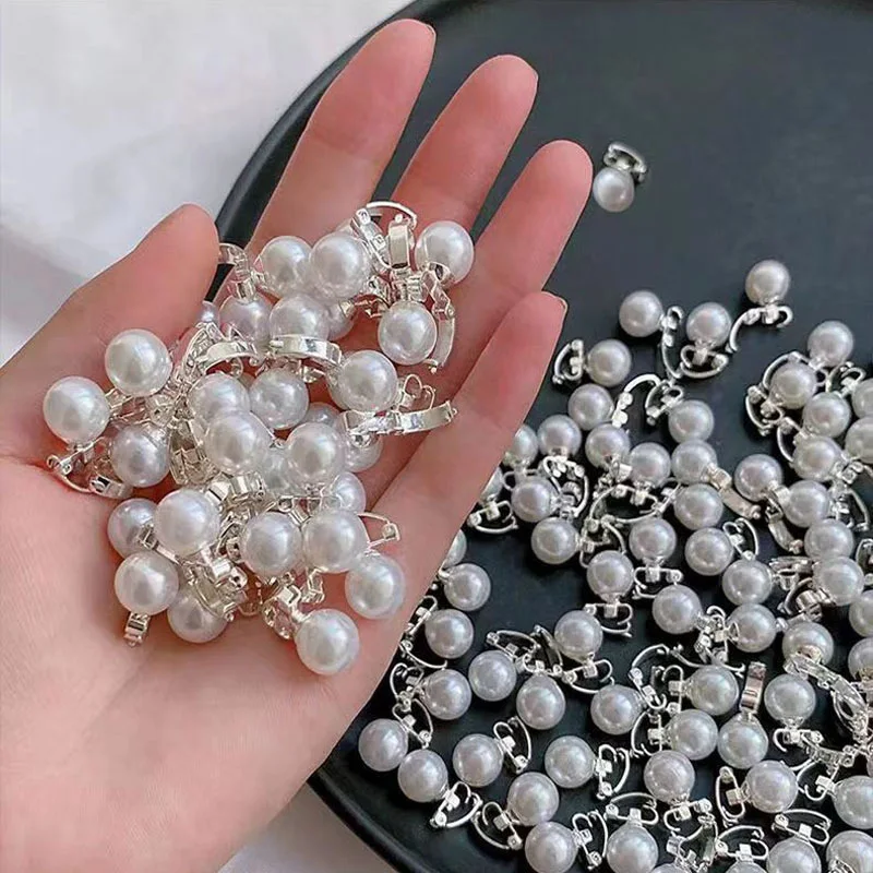 30Pcs Mini 1cm White Pearl Imitation Hair Clips For Girls Headwear Small Claws Hair Accessories Kids Children Women Jewlry Gifts