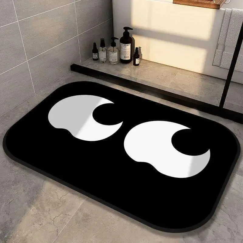 Japanese-style Cartoon Black Coal Ball Diatomite Floor Mat - Cute Big-eyed Bathroom Water-absorbing and Anti-slip Foot Mat