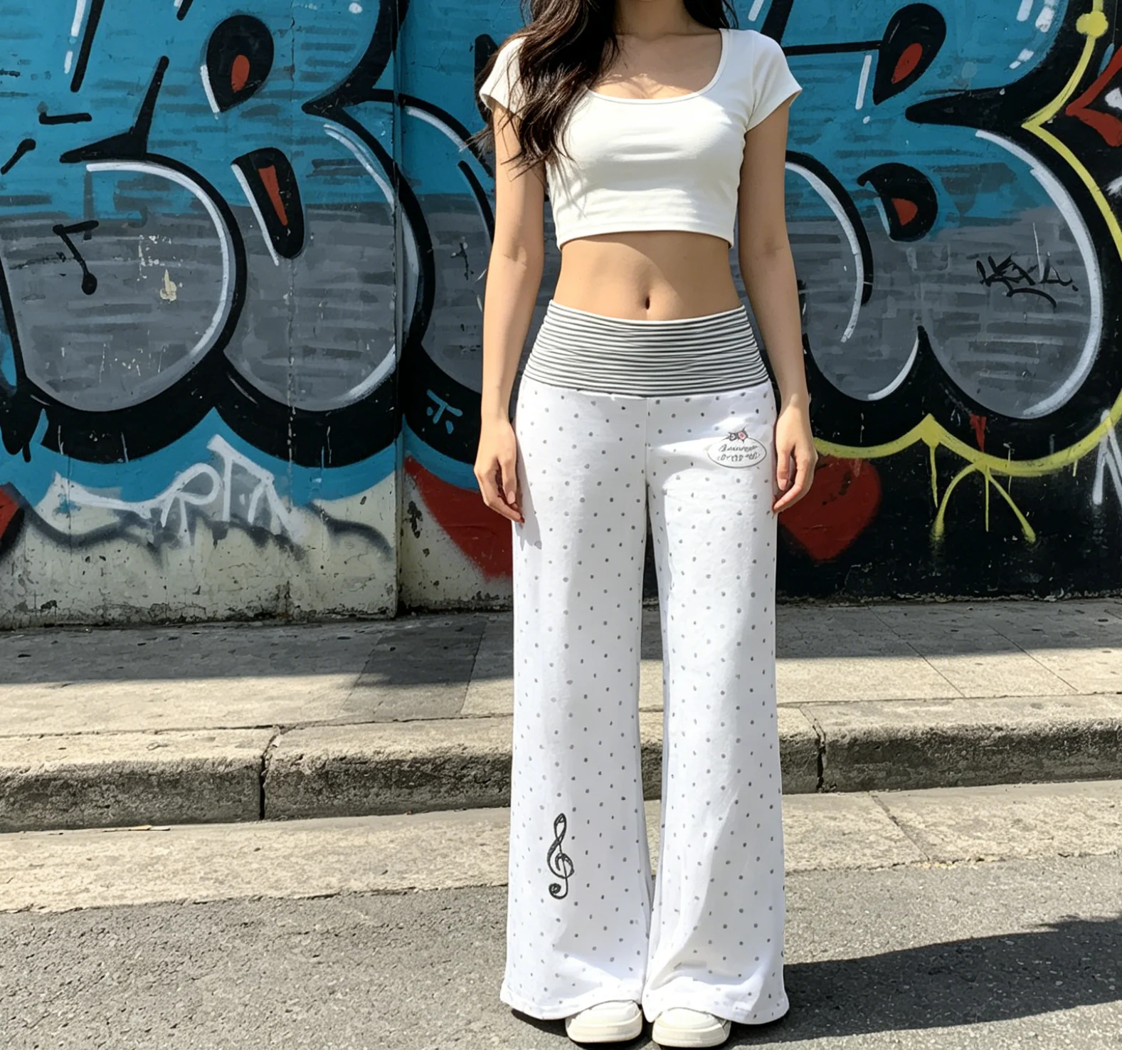 Polka Dot White Polka Dot Casual Pants Women's Trousers All-match High-waist Slim-fit Micro-pants