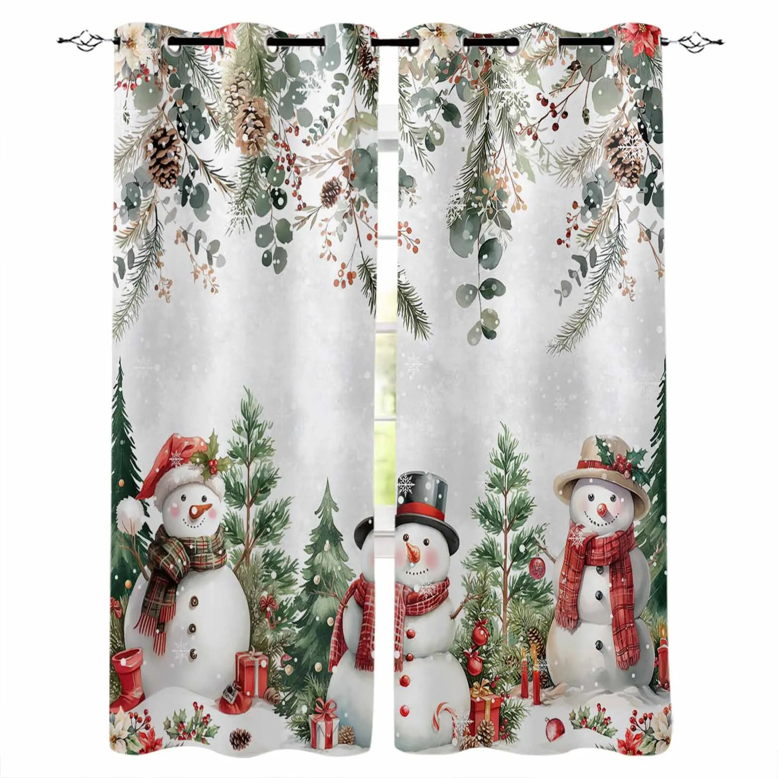 

Christmas Leaf Plants Eucalyptus Leaves Curtains For Living Room Kids Bedroom Window Curtain Hall Drape Long Cortinas