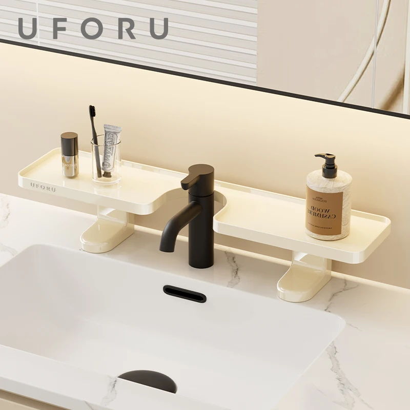 UFORU Detachable Faucet Sink Organizer Widened Spacing Strong Load Easy Clean Storage Shelf for Bathroom Kitchen Sink