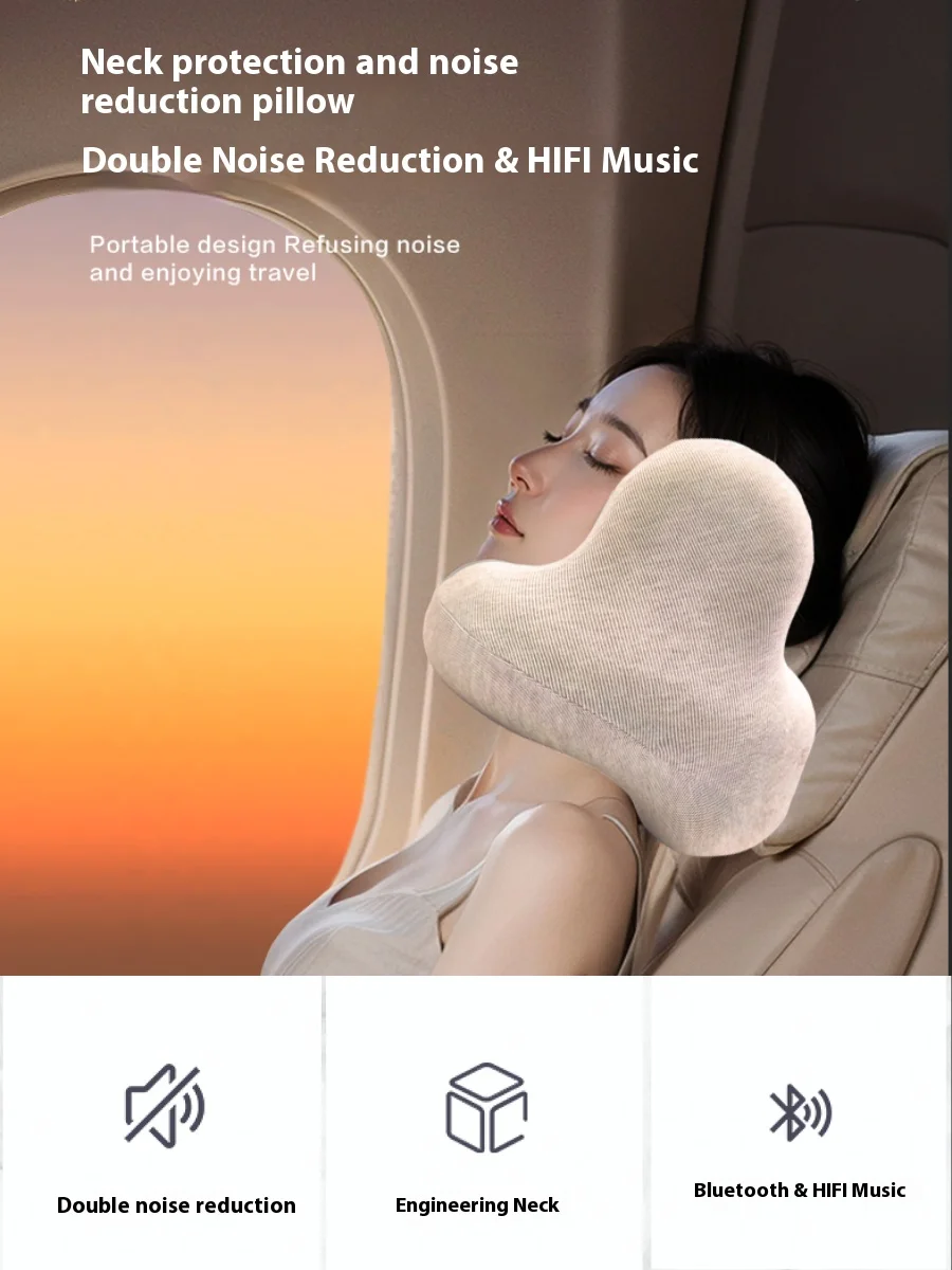 Portable Bluetooth Speaker U-Shaped Neck Pillow Airplane Pillow Travel Accessories High-Definition Sound Effects with Earphone