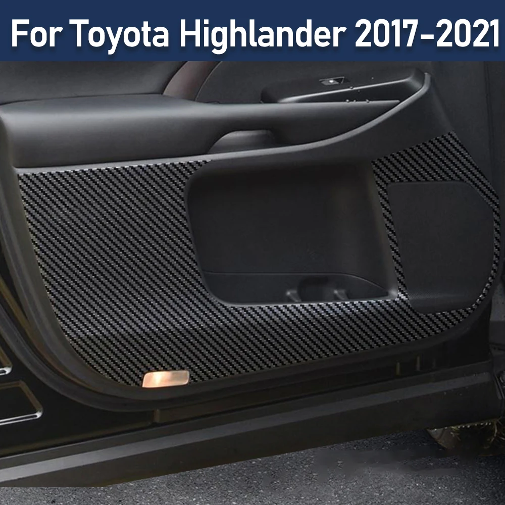

Для Toyota Highlander 2017-2021 кожаный коврик из углеродного волокна для двери автомобиля, защитный коврик, защитная наклейка, 4 шт./компл.