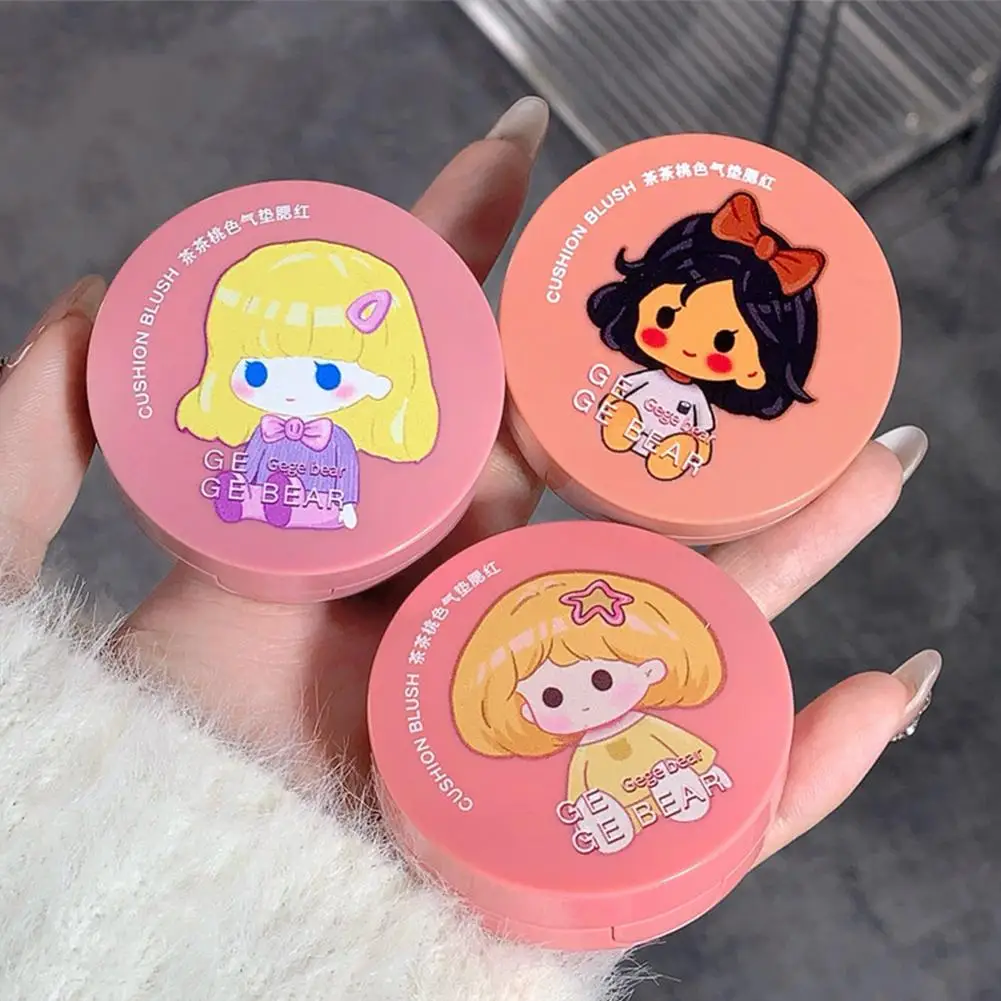 Gege Bear Air Cushion Blush Low Saturation Peach Pink Cheek Tint Matte Natural Face Blusher Long Lasting Makeup for Girls