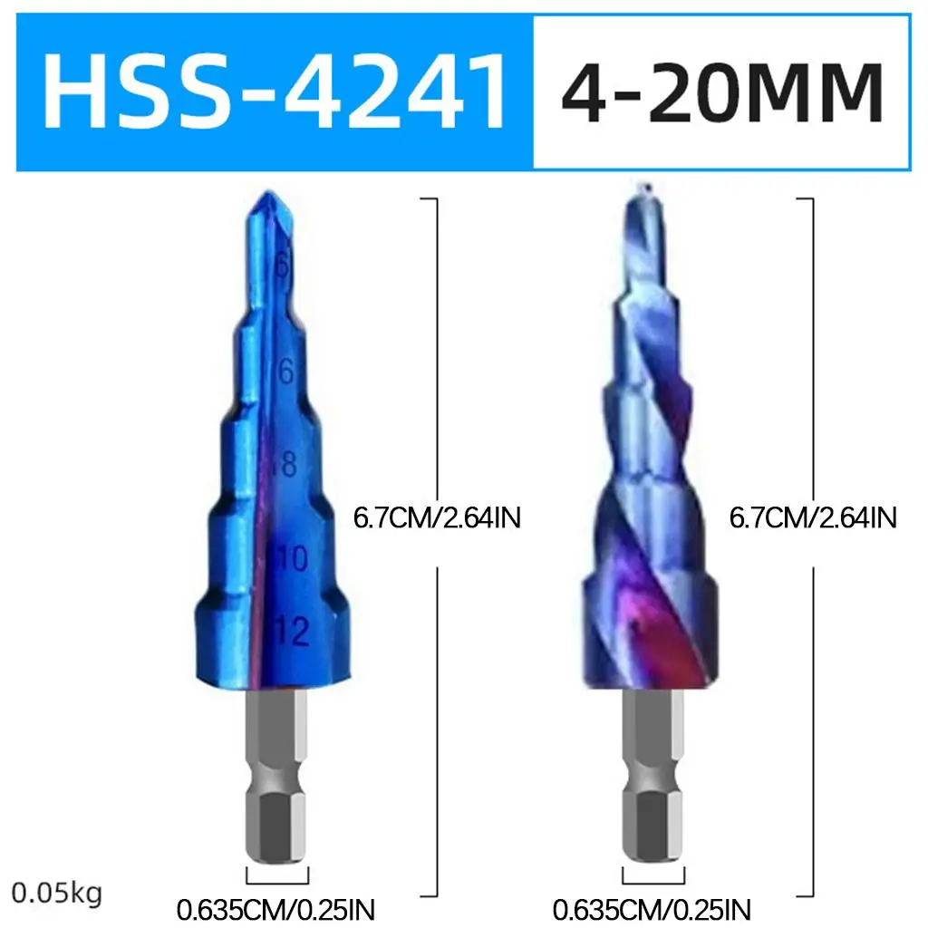 Hss 4-12Mm Step Boor Bit 1/4 "Hex Schacht Voor Aluminium Diy Liefhebbers Plastic