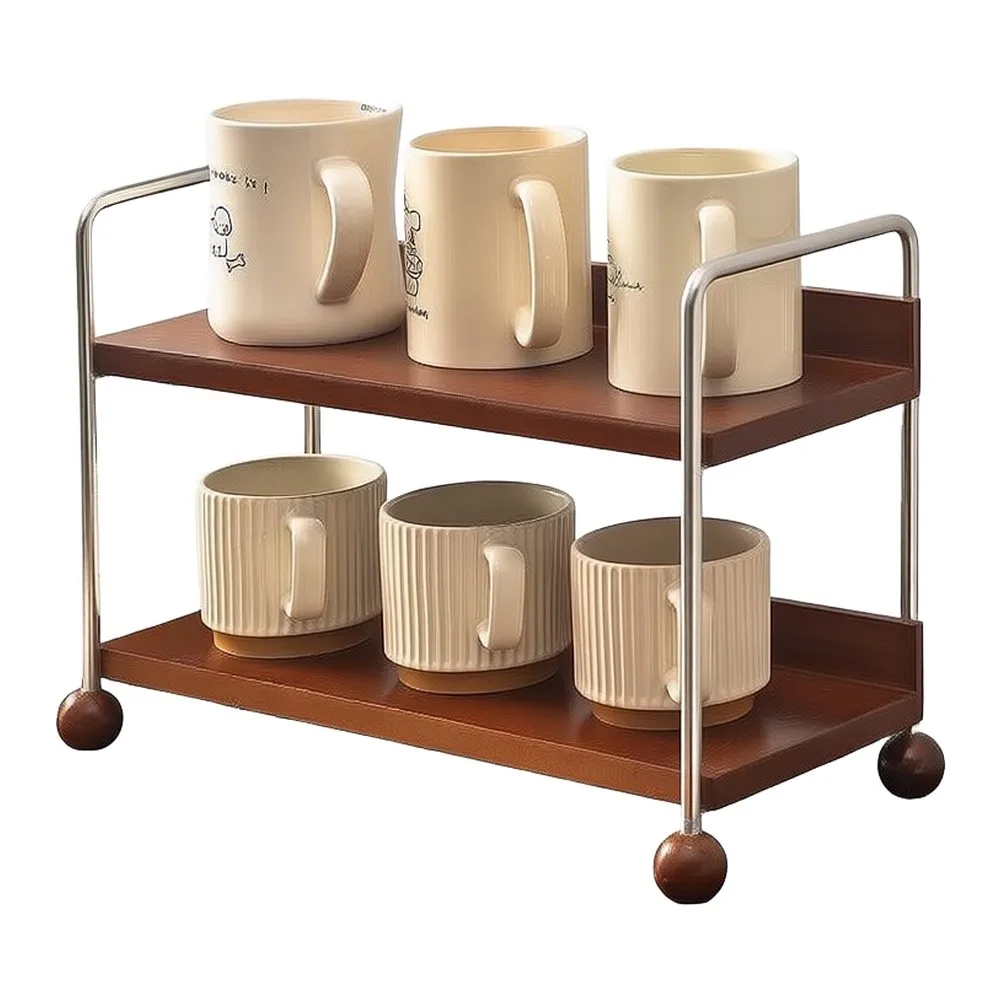 Wooden Finish Carbon Steel Multi-Tier Display Stand for Organizing and Showcasing Items in For Bedroom or Living Space