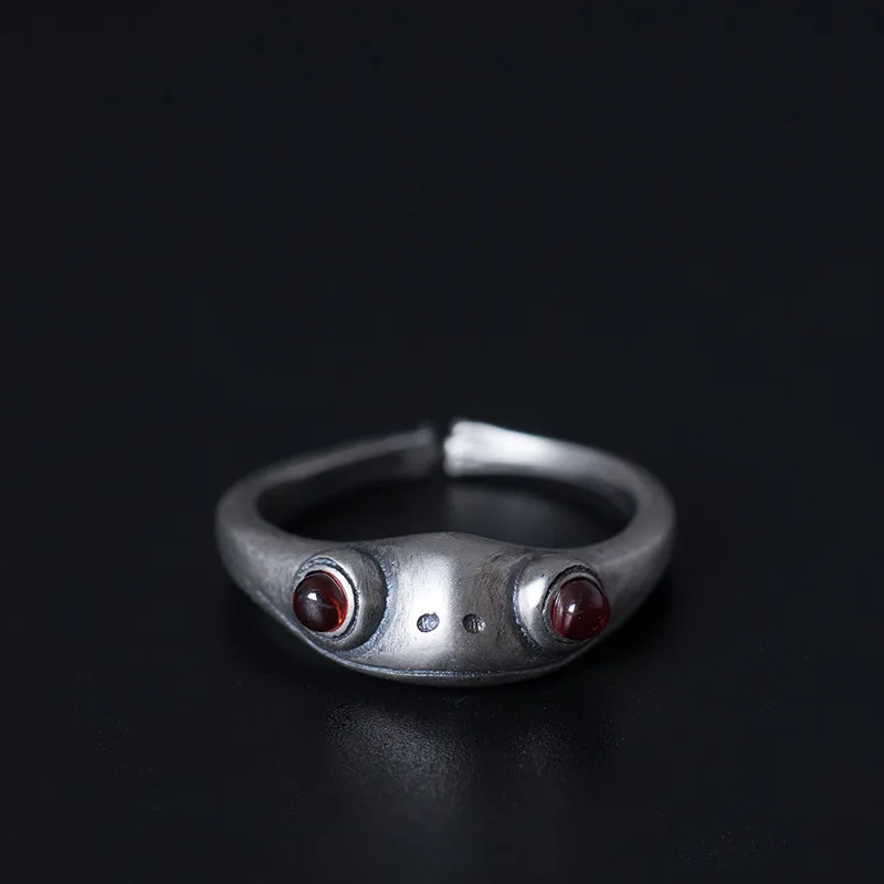 

Серебряное кольцо ручной работы s925, модное кольцо из сердолика, уникальное кольцо принца в стиле ретро с лягушкой, регулируемый интерфейс указательного пальца/хвоста
