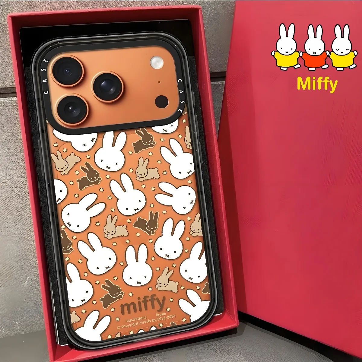 Funda de teléfono Kawaii Miffy Rabbit llena de estrellas Miffy 17Promax 17Air 16Plus 15Pro 14Promax 13Pro 12 Series funda magnética para teléfono