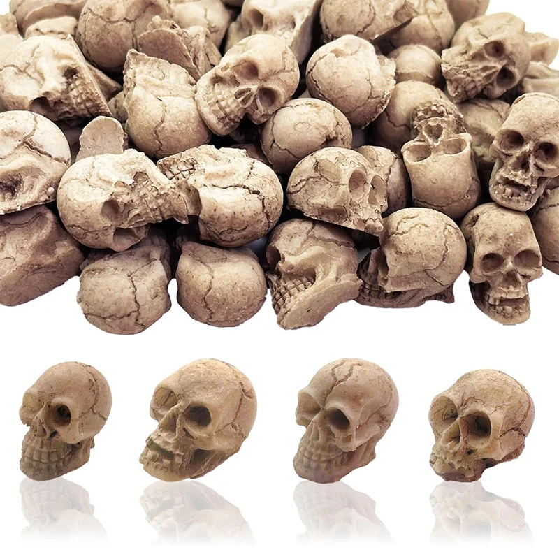 

5/10pcs Mini Skull Miniatures, Skeleton Head Figurines for Fairy Garden Halloween Micro Landscape Home DIY Craft Decoration
