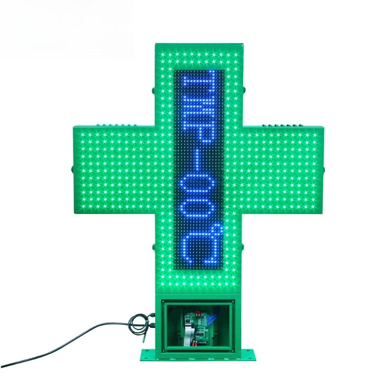 LED light box outdoor double-sided outdoor display date time temperature LED cross screen 80x80cm