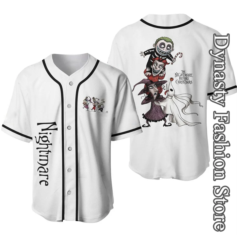 Disney-Maillot de baseball L'Étrange Noël de Monsieur Jack pour homme, Jack Skellington, Sally, chemise rétro, vêtements décontractés en Y