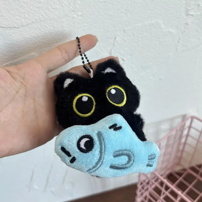 # # Llavero de gato negro de peluche, decoración colgante para bolso # # Kawaii muñeco de peluche juguete coche llavero accesorios parejas regalo # #