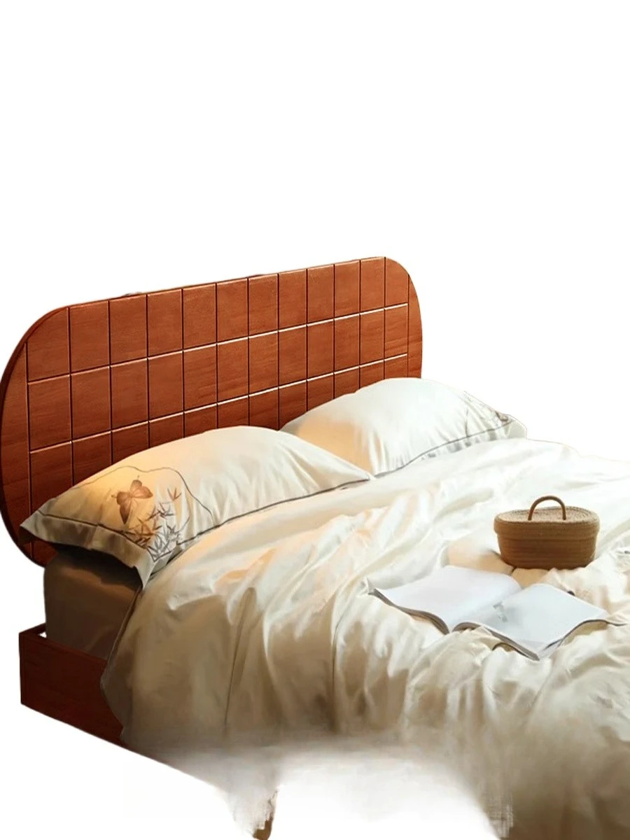 

All solid wood bed simple modern 1.8 meters master bedroom 2024 Nordic retro small apartment suspended bed medium ancient bed