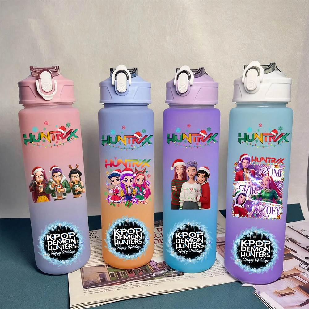 

750 мл K-pop Demon Hunters HUNTR X Rumi Mira Zoey Kpop воин Рождественская чашка для воды K Pop Пляшка для питья School Huntrix Gourde