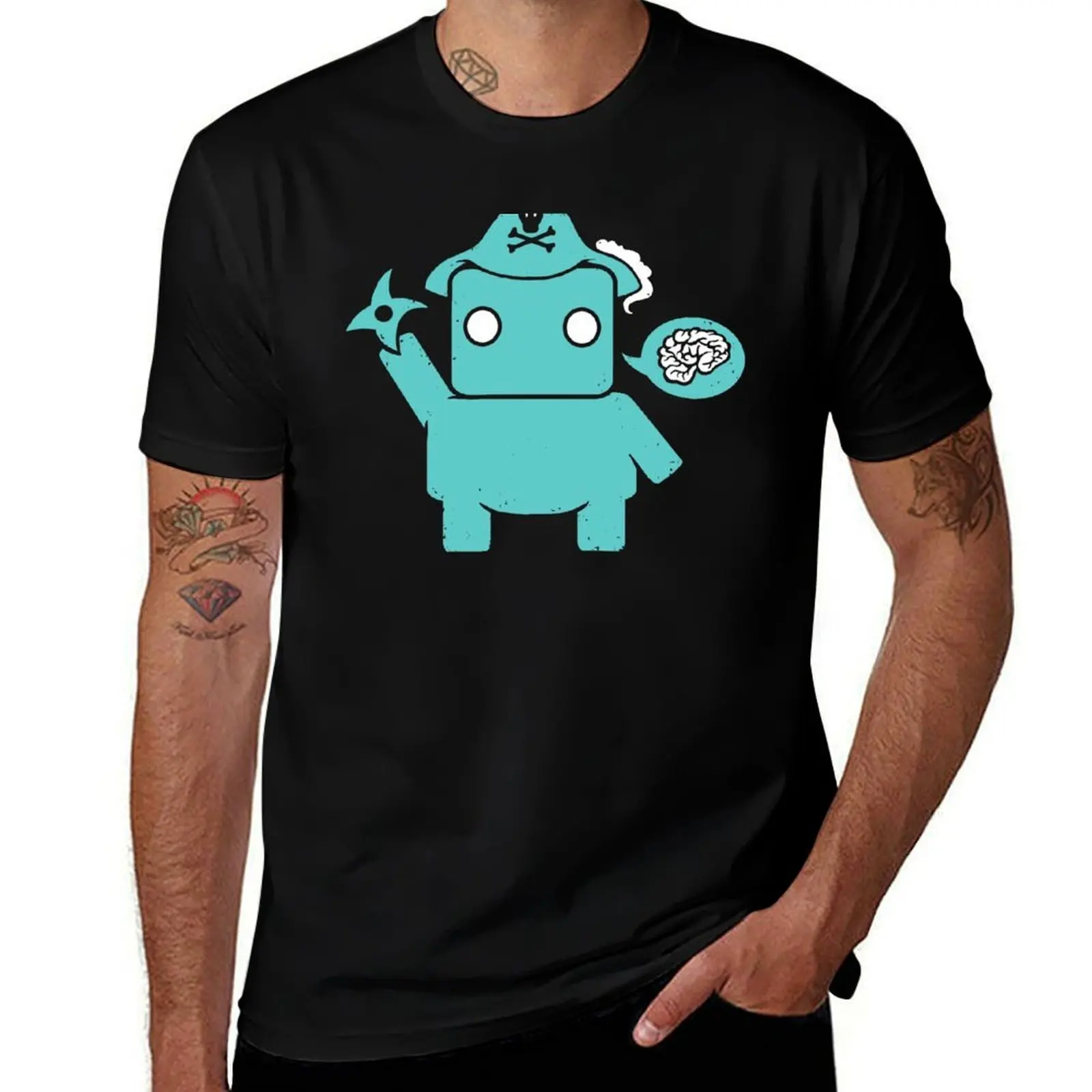 Ninja, Pirate, Robot, Zombie Cute Geek Character T-Shirt Functional Casual Short Sleeve Tee
