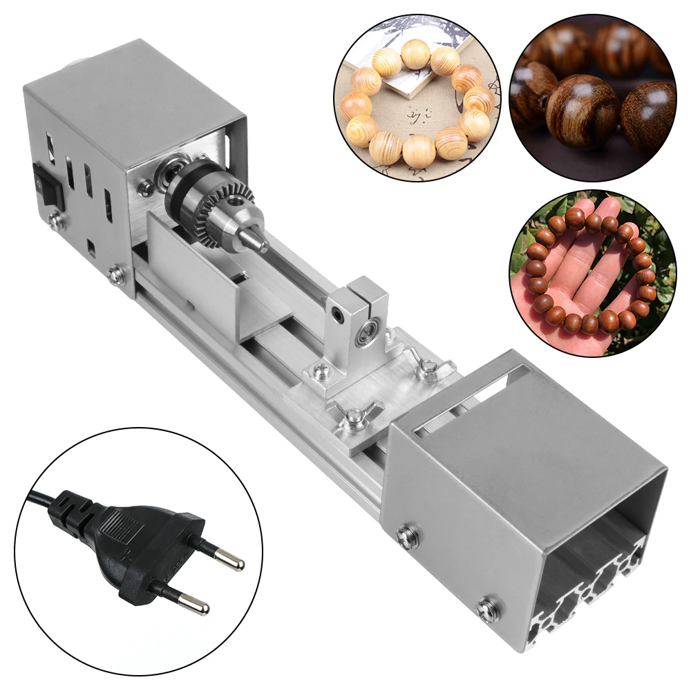 Mini Wood Lathe Machine Rotary Tool Miniature Buddha Pearl Lathe 12-24V DIY Woodworking Buddha Pearl Grinding Polishing