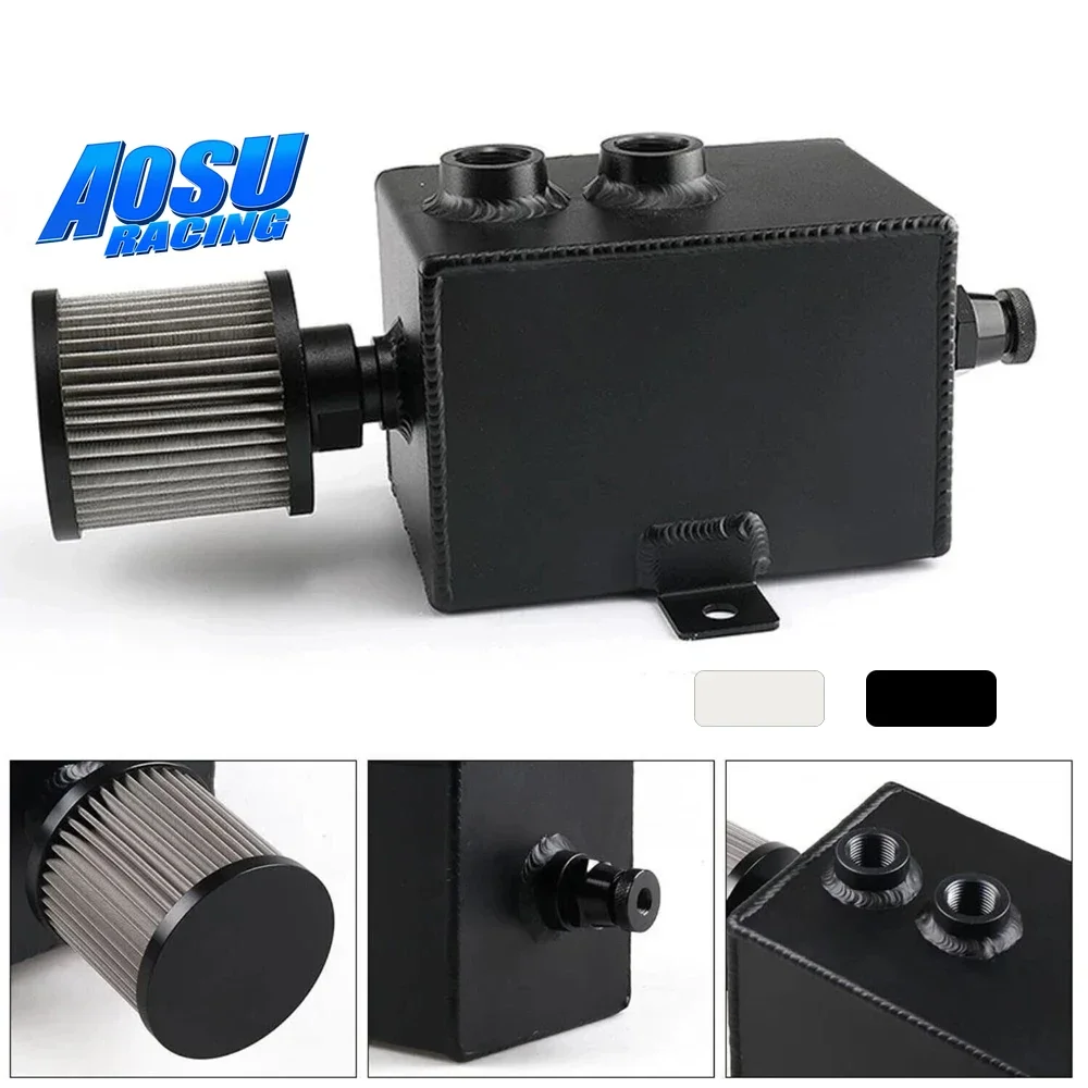 2 Port 2L Universal Oil Catch Can Tank AN10 + Breather Filter Drain Tap Baffled