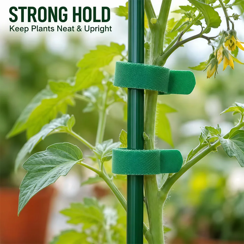 50/100pcs Reusable Adjustable Non-Slip Nylon Plant Ties with Hook and Loop Fasteners, Ideal for Gardening Applications