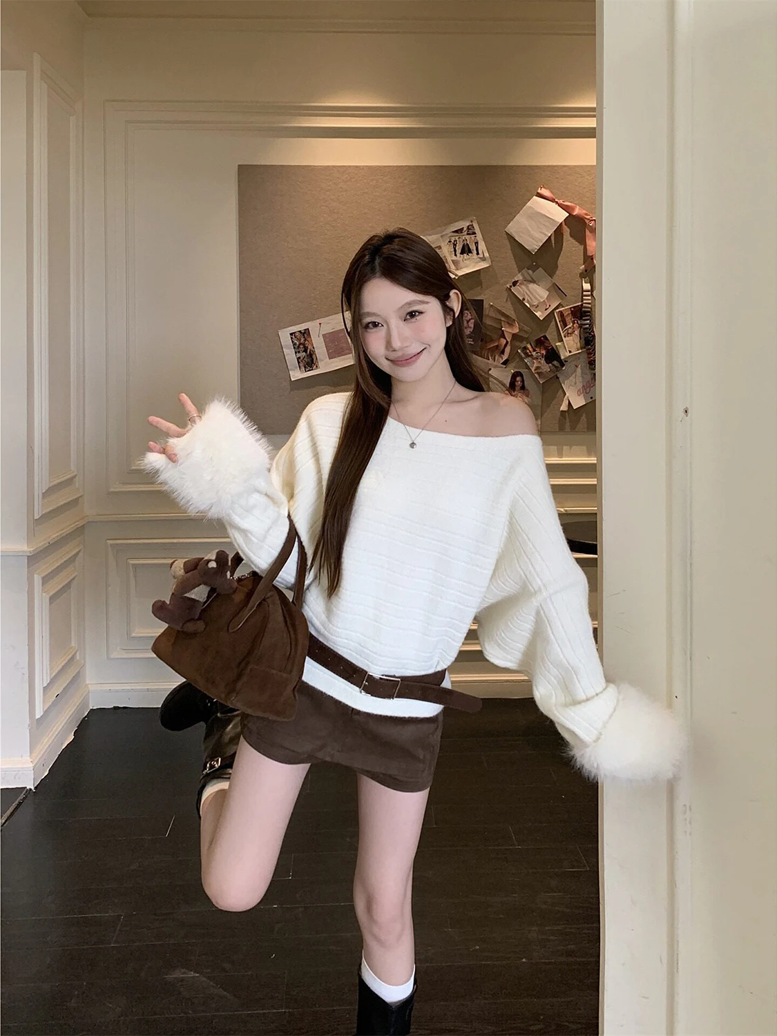 Maglione da donna oversize slouchy oulder Svel morbido e accogliente autunno inverno Faion Casual Chic Top allentato Abbigliamento interno