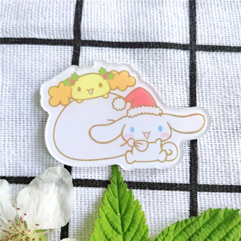 Sanrio Cinnamoroll Brooch Cinnamoroll Action Anime Figures Acrylic Brooch Cute Cartoon Backpack Clothing Ornaments Children Gift