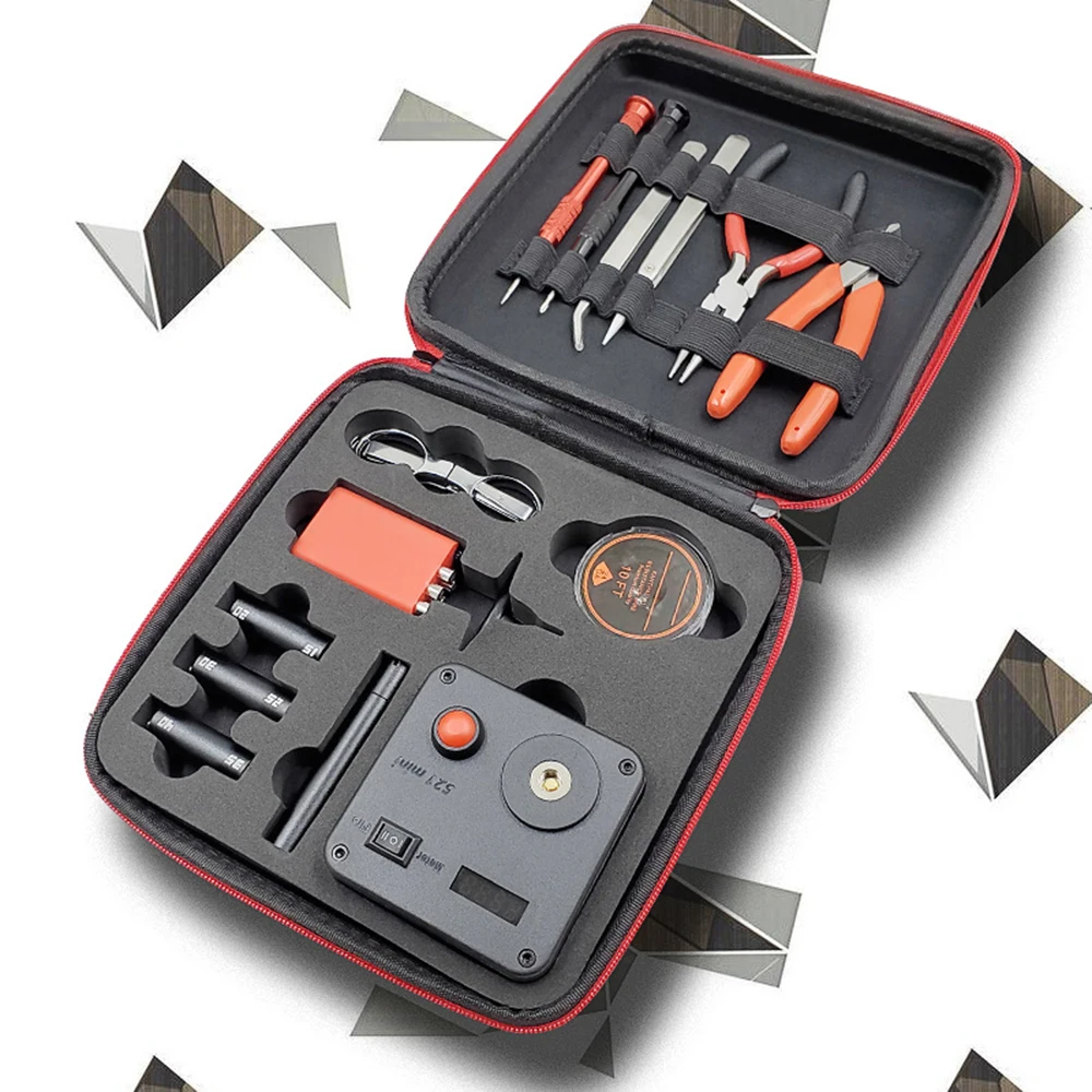 DIY Tool Kit Jig Ceramic Tweezers Pliers Repair Coiler Brushes Scissors 521 Ohm Tester Set with Bag for Master V2 V3 Coil Core