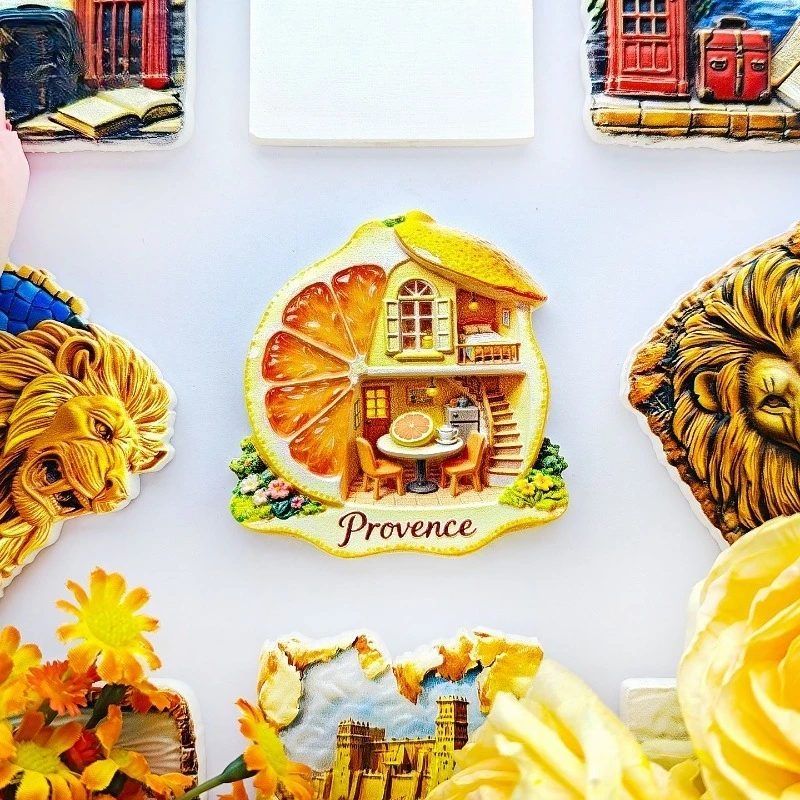 Provence Citrus Fridge Magnet - Charming 3D Interior Scene Souvenir Unique French Country Gift for Travel & Rustic Home Decor