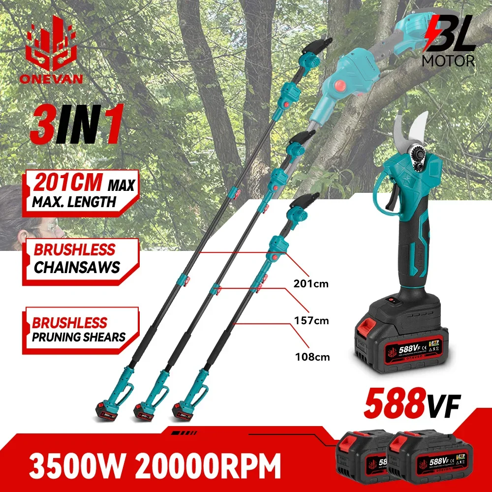Бесщеточная телескопическая цепная пила onwan 3-в-1 с высокой ветвью, садовый инструмент для обрезки, аккумулятор 18 в